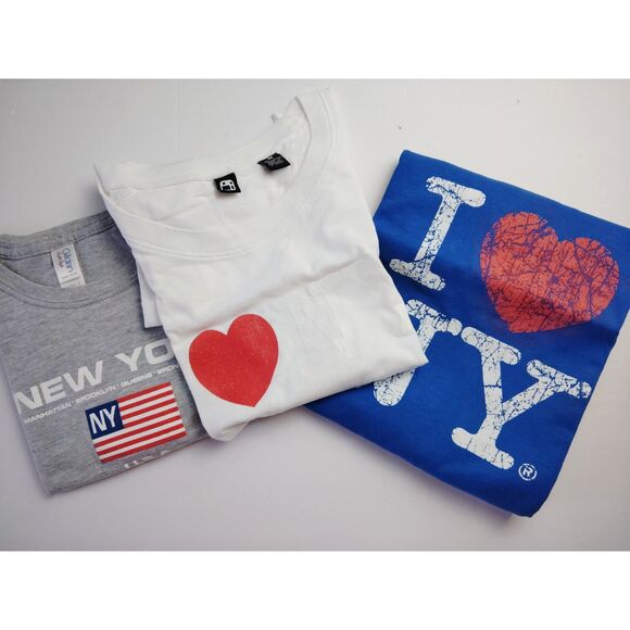I❤️ Love New York USA Flag Lot of 3 Cotton Pullover Y2K Tee S-M - Picture 1 of 16
